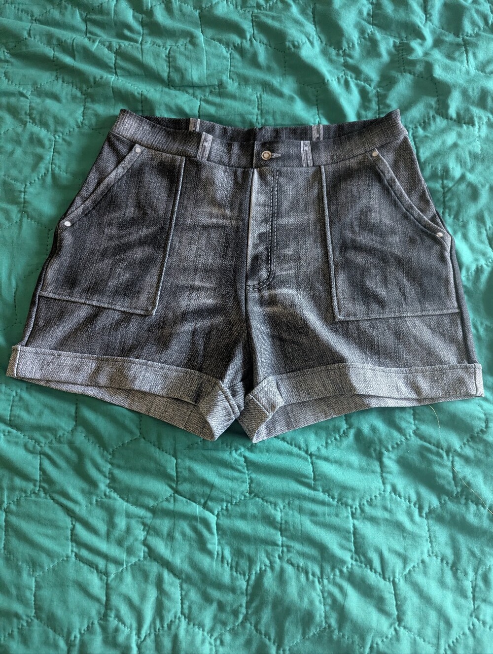 Blackmilk Not Actually Denim Black Cuffed Shorts